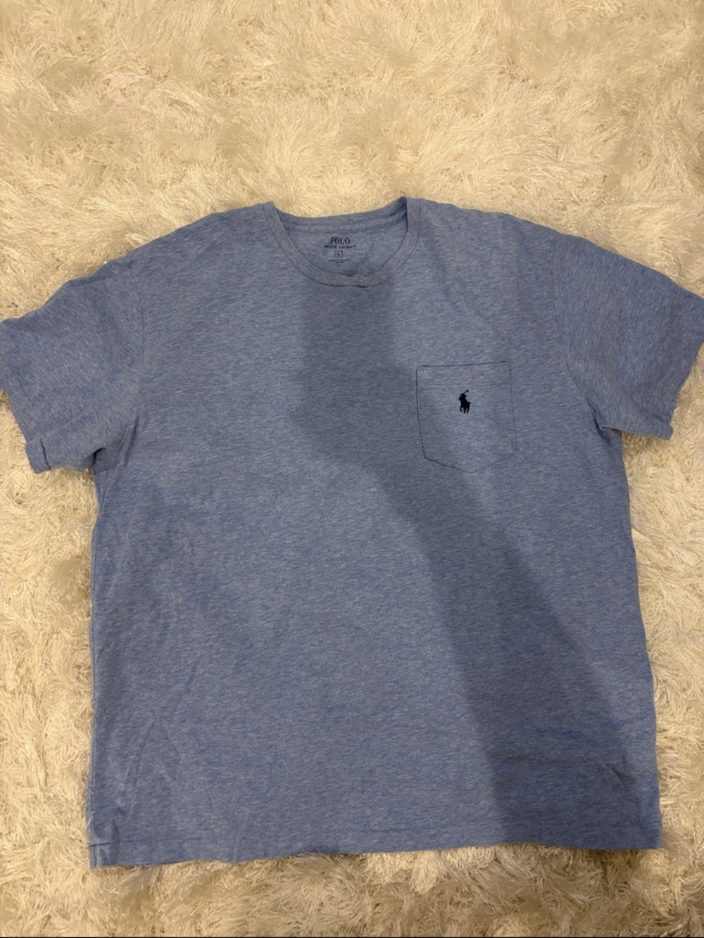 Polo by Ralph Lauren Heathered Light Blue Pocket Tee